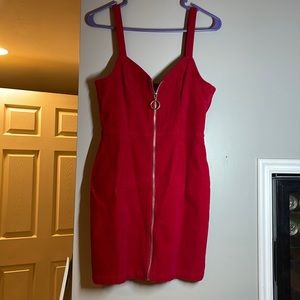 red zip up dress size 6 from h&m